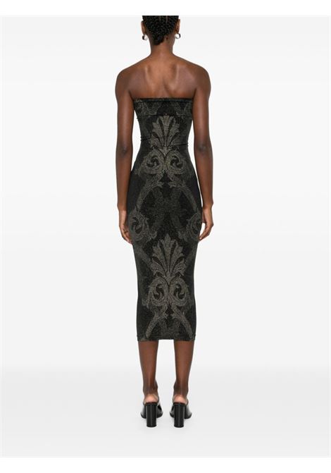 Black and gold baroque-jacquard metallic midi dress Wolford x etro - women WOLFORD X ETRO | 571727125